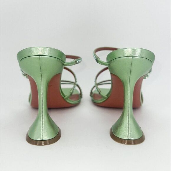 NEW AMINA MUADDI Naima Mint Green Crystal Embellished Fluted Sandals Siz… - Picture 11 of 15